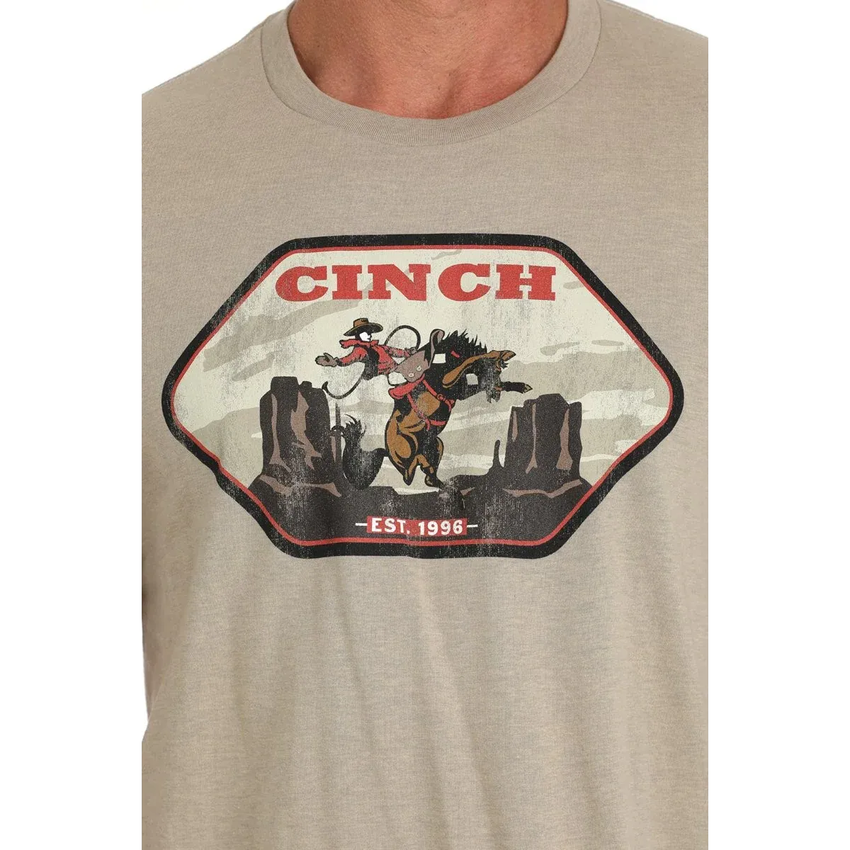 Cinch Men's Short Sleeve Buckin' Horse Tee Shirt- Khaki