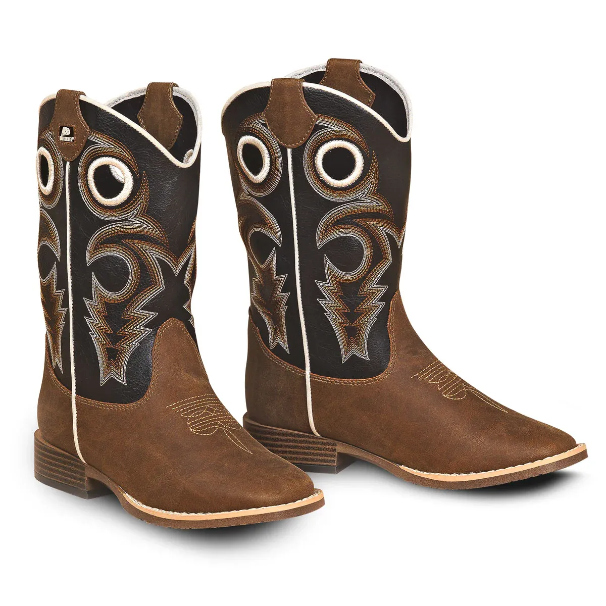 Double Barrel Trace Boy's Western Boots - Brown/Black, Size: 1