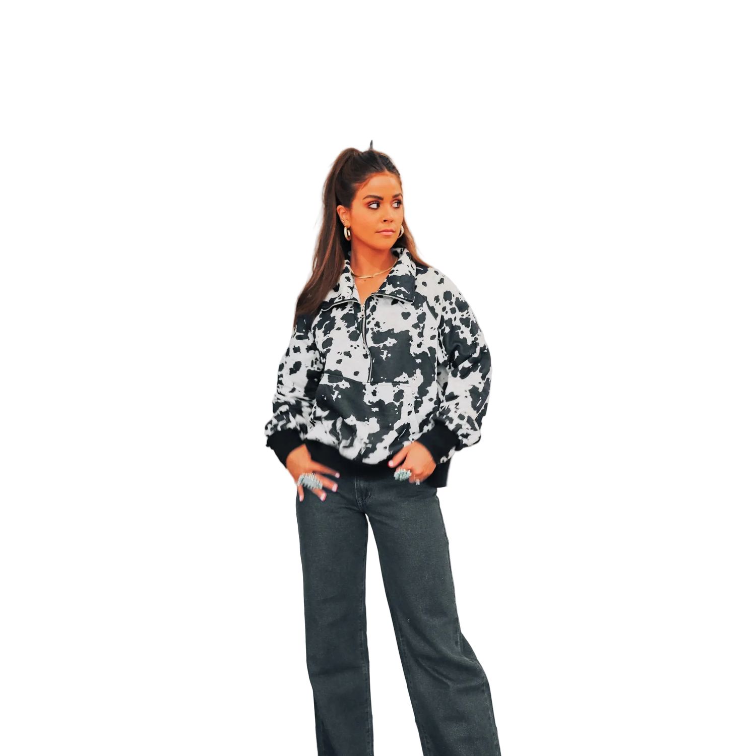 Front Porch Women's Black Cowhide Pullover-Brown