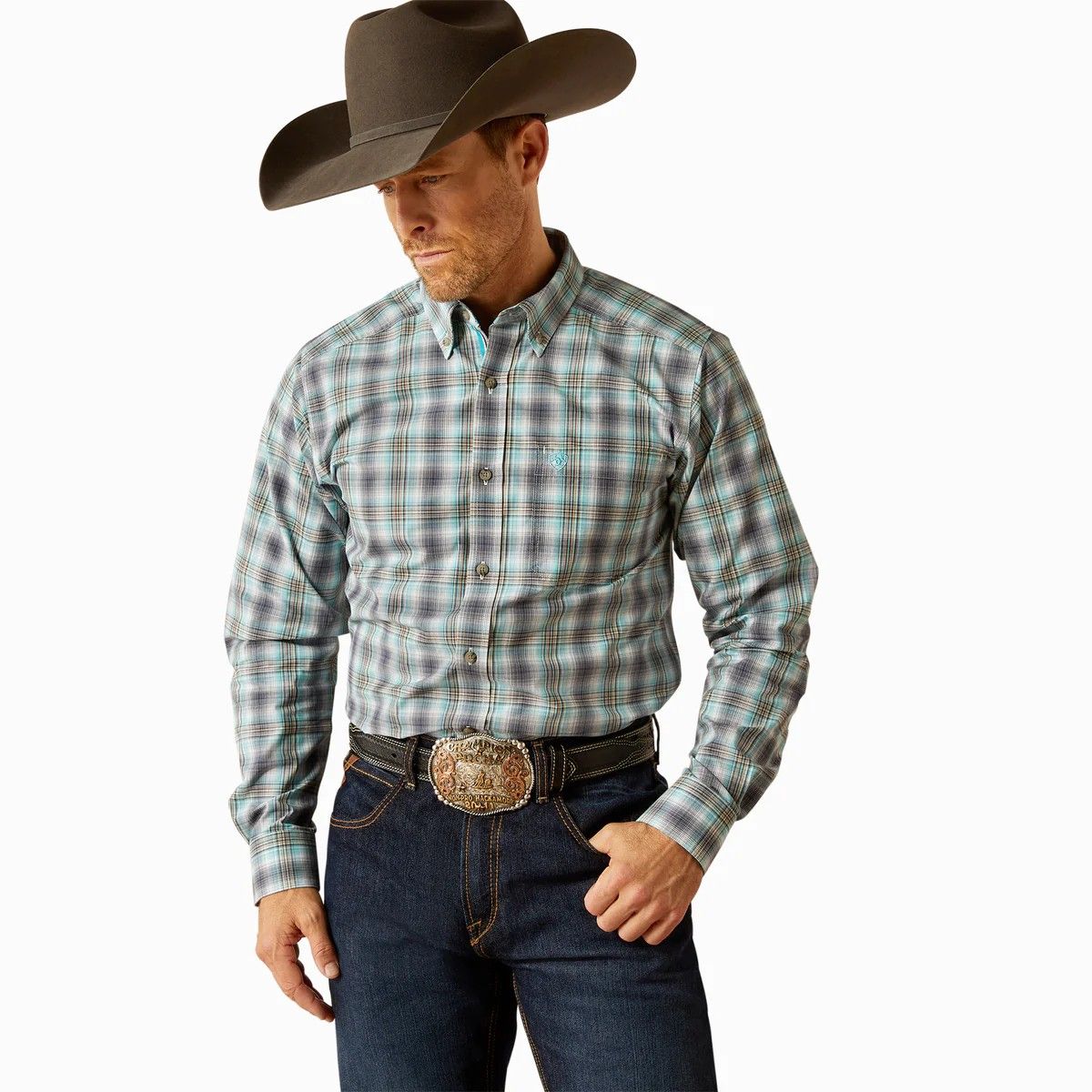 Ariat Men's Piers Fitted Long Sleeve Shirt - Teal