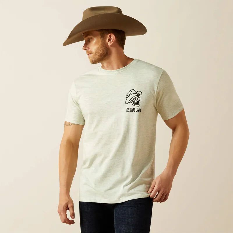 Ariat Men's Short Sleeve Drinking Buddies Tee Shirt - Oatmeal Heather