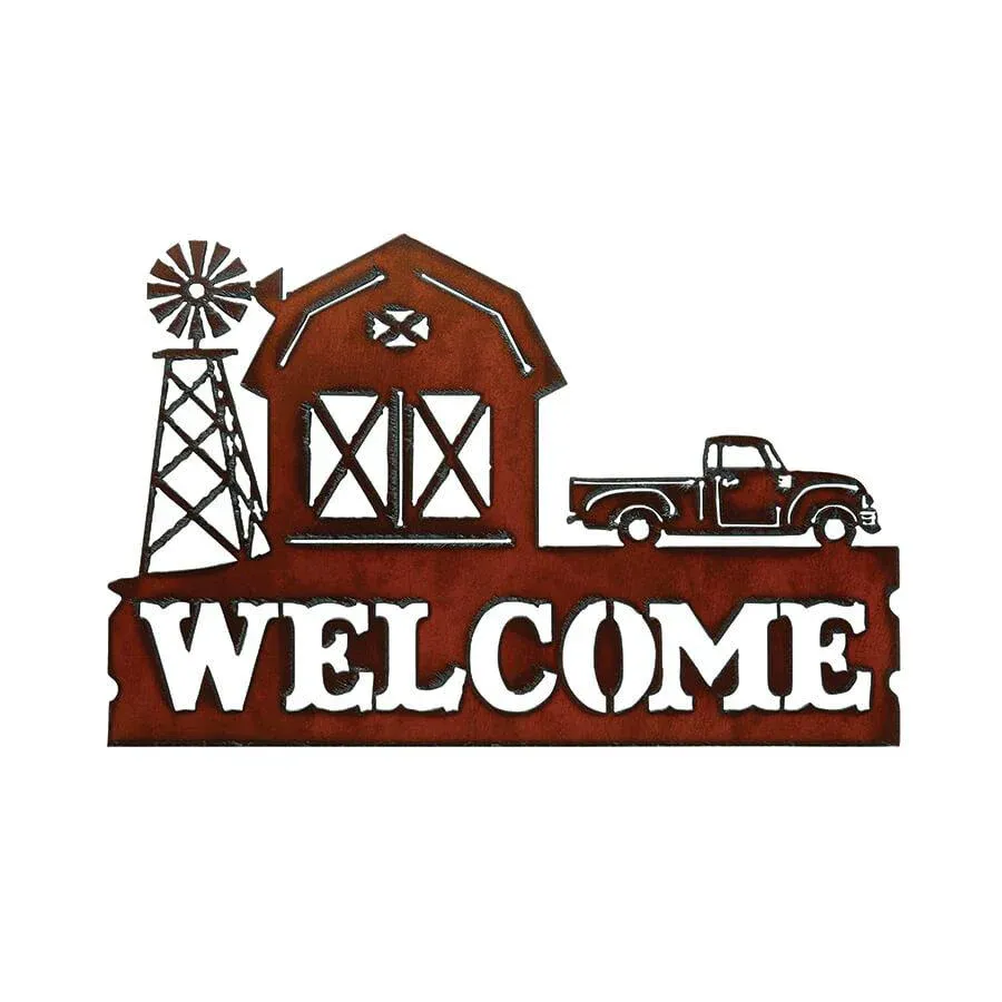 Rustic Ironwerks Horizontal Welcome Sign, Style: Barn/ Retro Truck