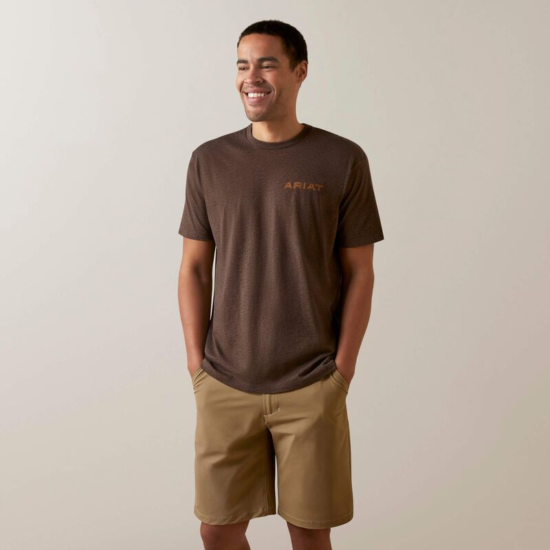 Ariat Men's Shield Stitch Short Sleeve Shirt - Brown Heather