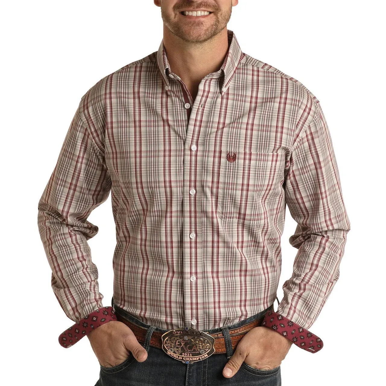 Rough Stock Men's LS Button w/Crest