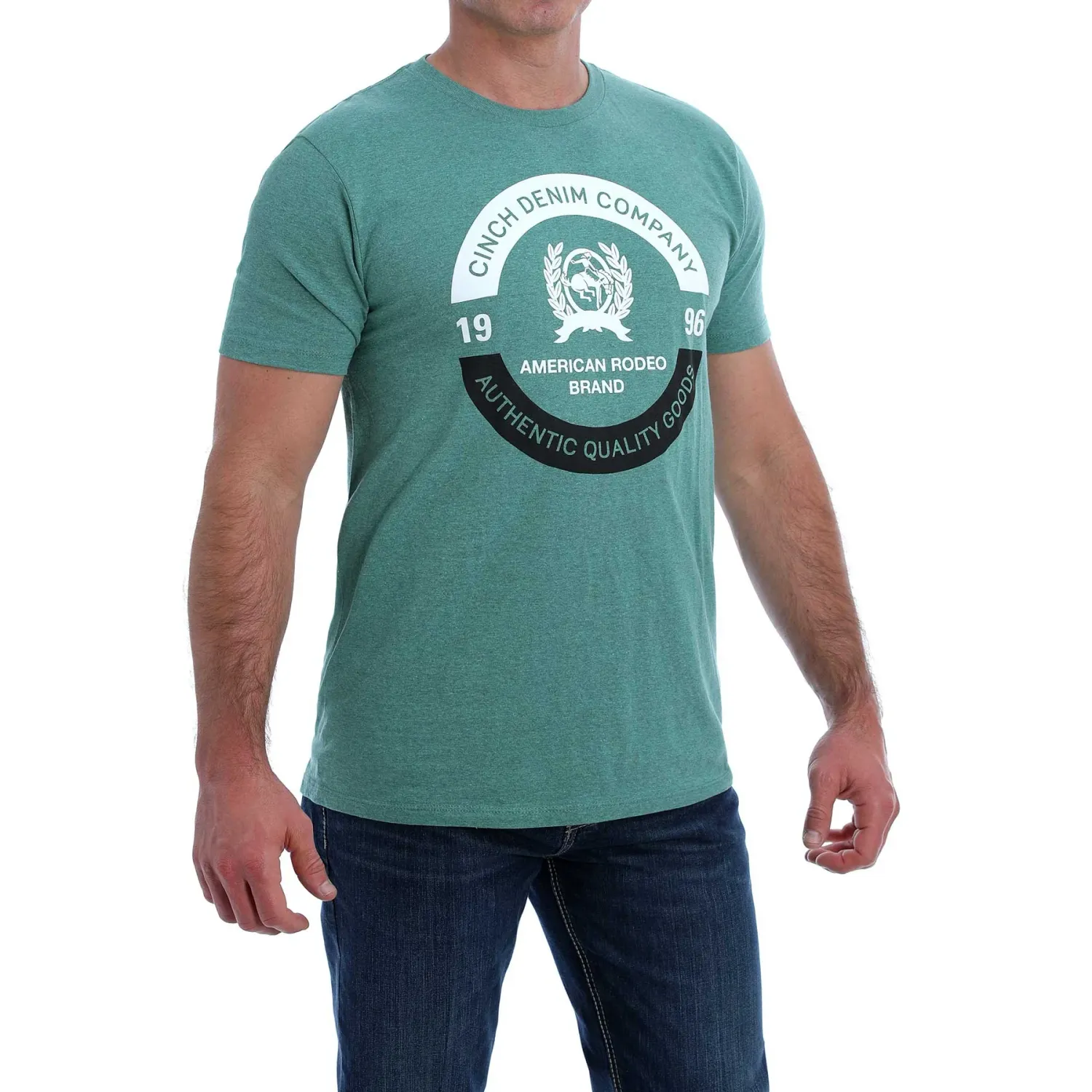 Cinch Mens SS Tee Heather Green - MTT1690558