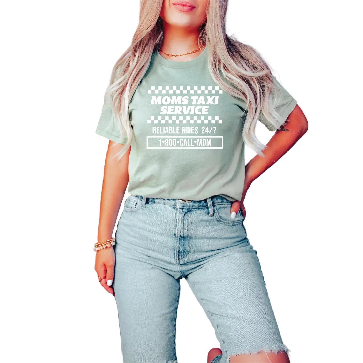 Blonde Ambition Short Sleeve Mom's Taxi Service-Multiple Colours, Color: Dusty Blue, Size: XS