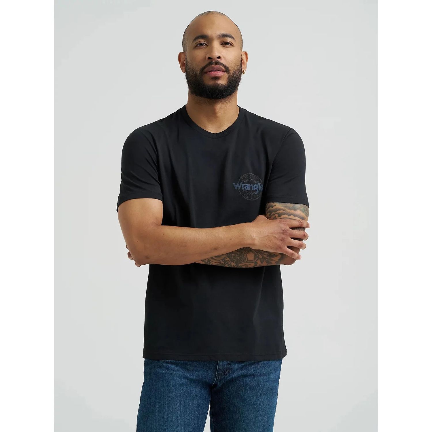 Wrangler Men's Cowboy Back Graphic Short Sleeve Tee Shirt - Jet Black