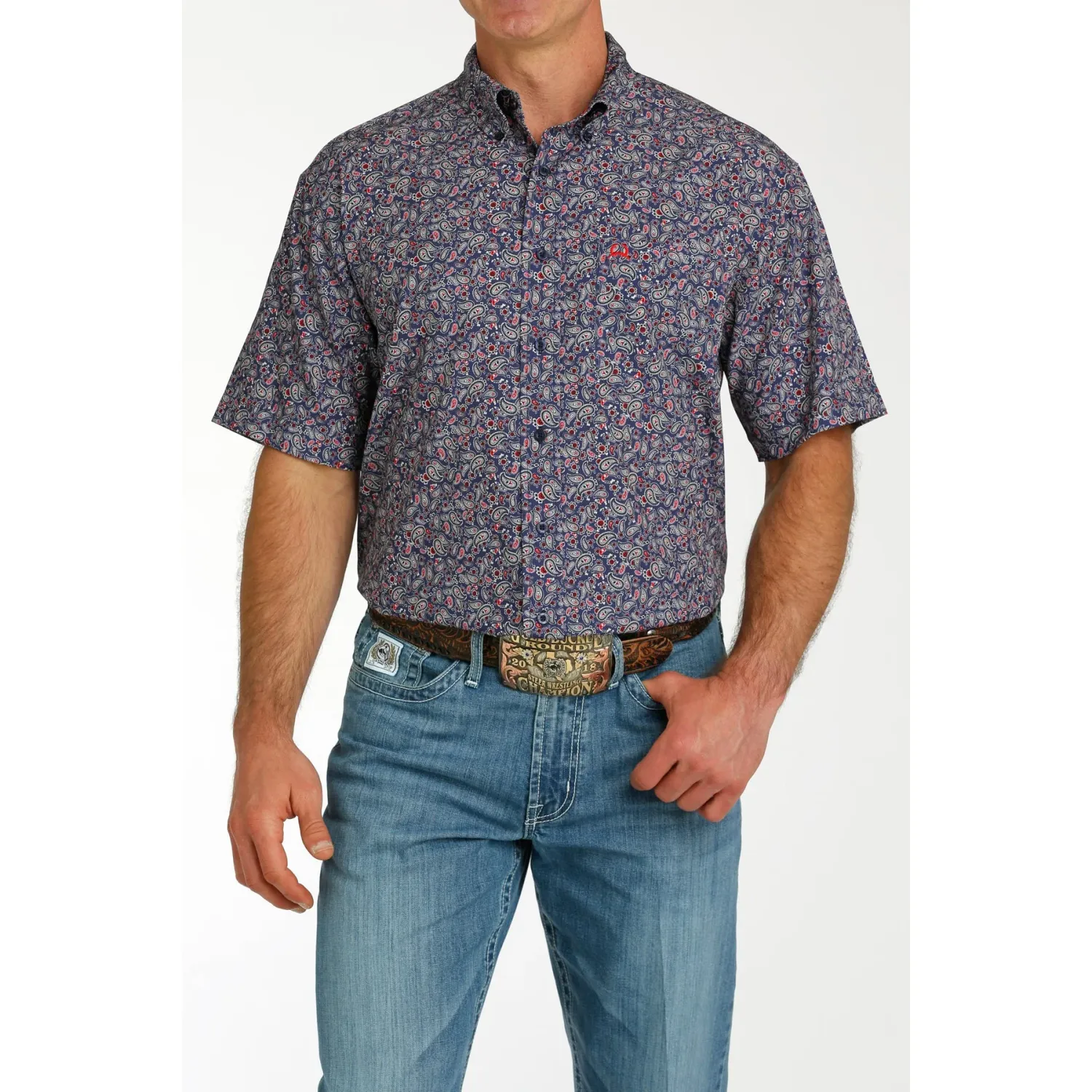 Cinch Men's Short Sleeve Arenaflex - Navy