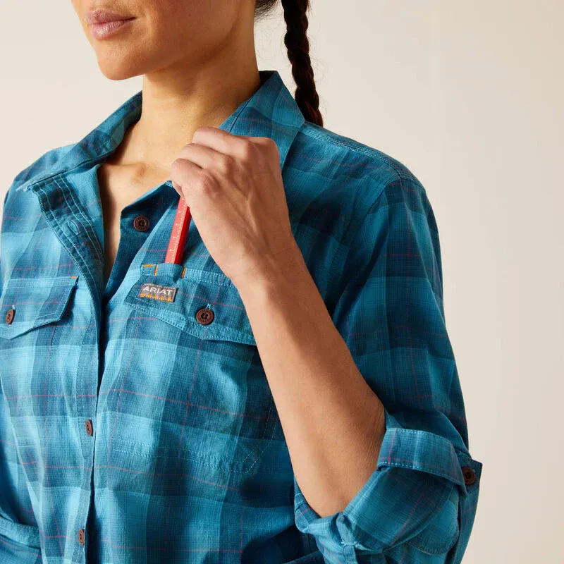Ariat Women's Rebar Made Tough DuraStretch Work Shirt - Blue Plaid