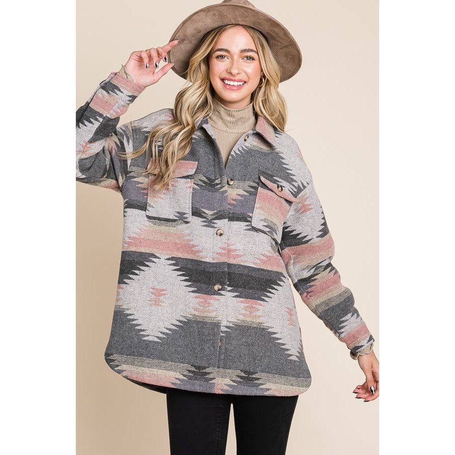 Vanilla Bay Womens Aztec Woven Shacket