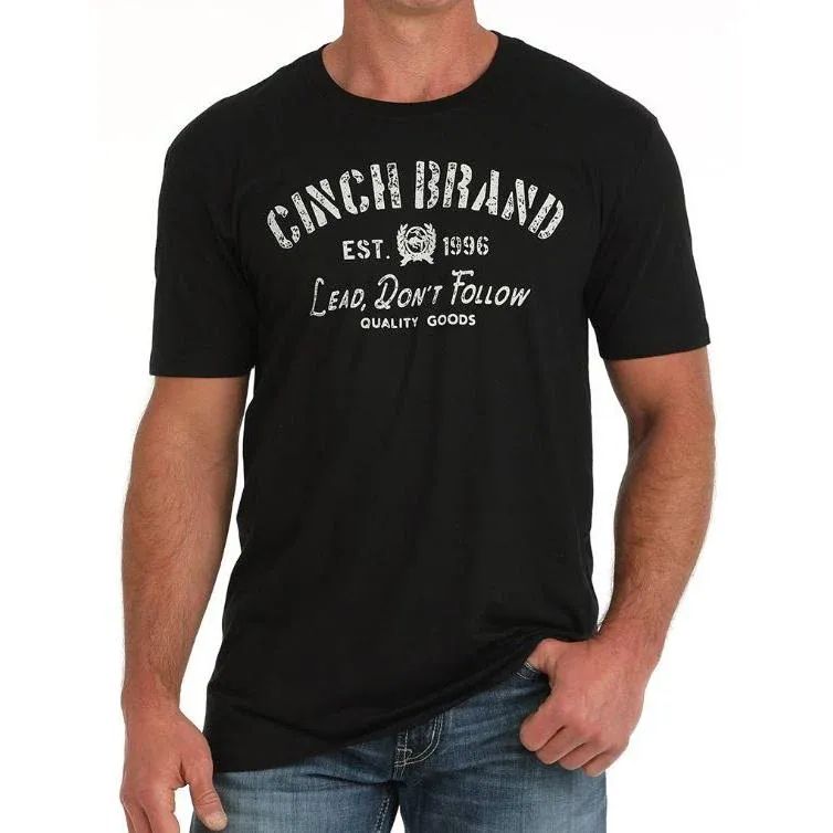 Cinch Men's Short Sleeve Lead Don't Follow Tee Shirt- Black
