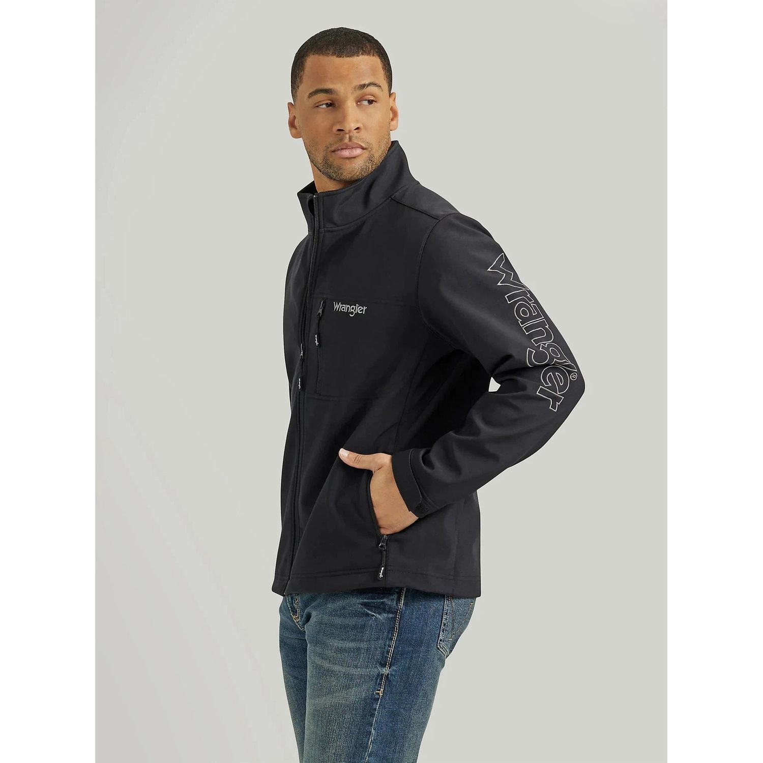 Wrangler Men's Long Sleeve Trail Jacket- Black