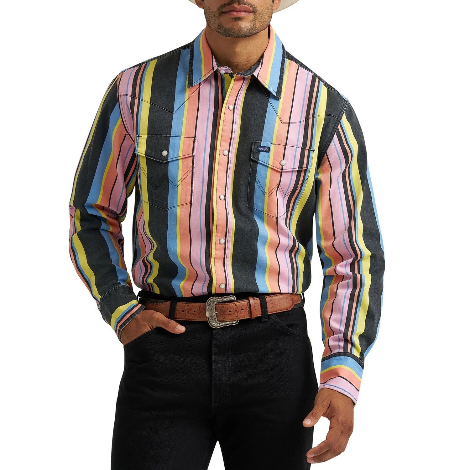 Wrangler Men's Vintage Inspired Long Sleeve Shirt-Multi
