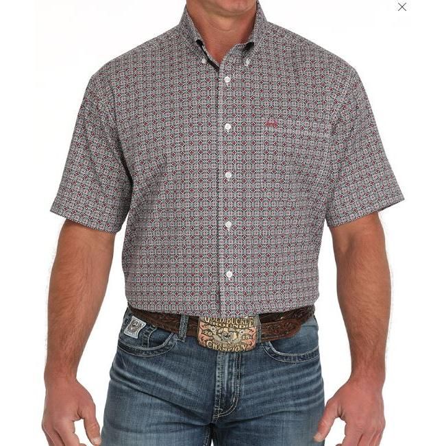 Cinch Men's Short Sleeve Arenaflex Button Down Western Shirt- White