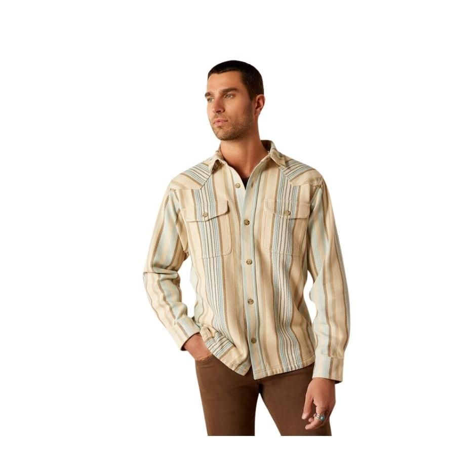 Ariat Men's Hartley Long Sleeve Retro Fit Over Shirt - Khaki - APP-ARI-10055064