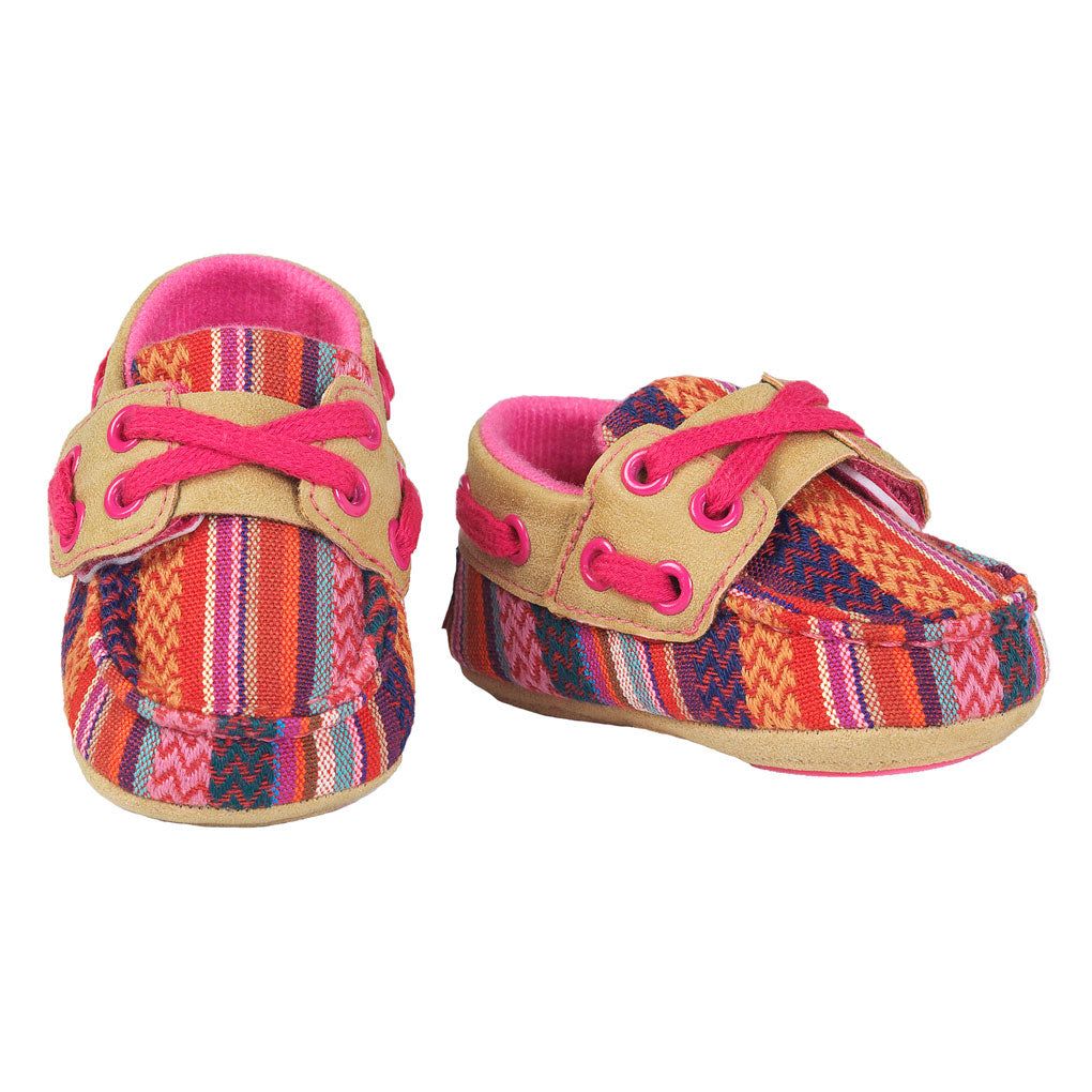 Blazin Roxx Riley Baby Bucker Boots with Velcro Access - Multicolored Pink Serape Print