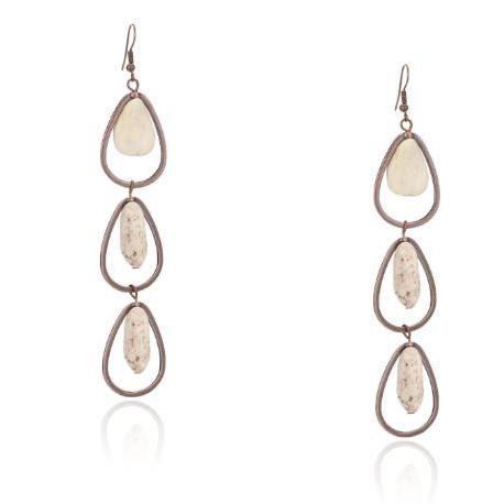 Rustic Couture 3 Tier Artificial Stone Dangling Earrings