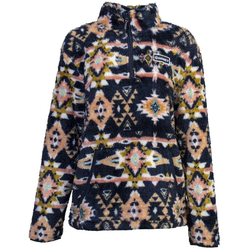 Hooey Women's Fleece Pullover - Navy/Aztec