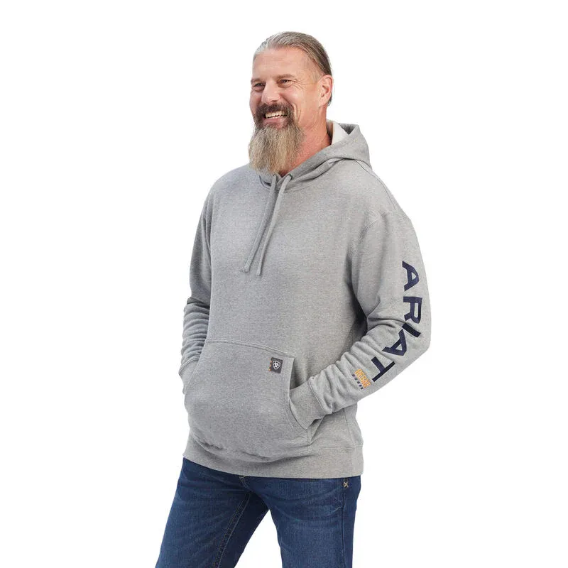 Ariat Mens Rebar Graphic Hoodie Heather Grey/Deep Ultramarine, Size: 3XLT