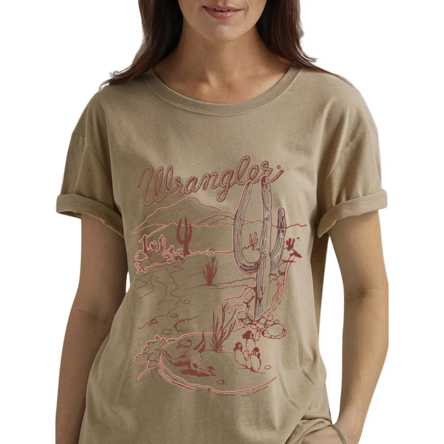 Wrangler Women's Desert Boyfriend Tee - Beige, Size: XS