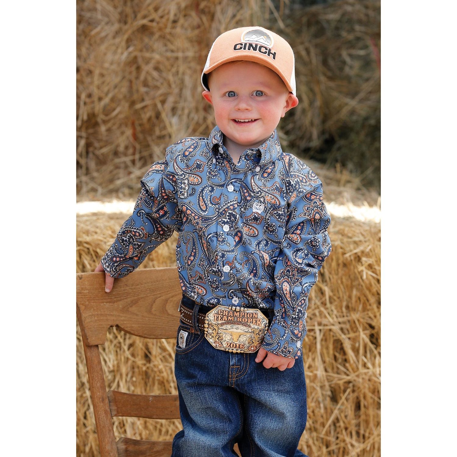 Cinch Boys LS Print Blue