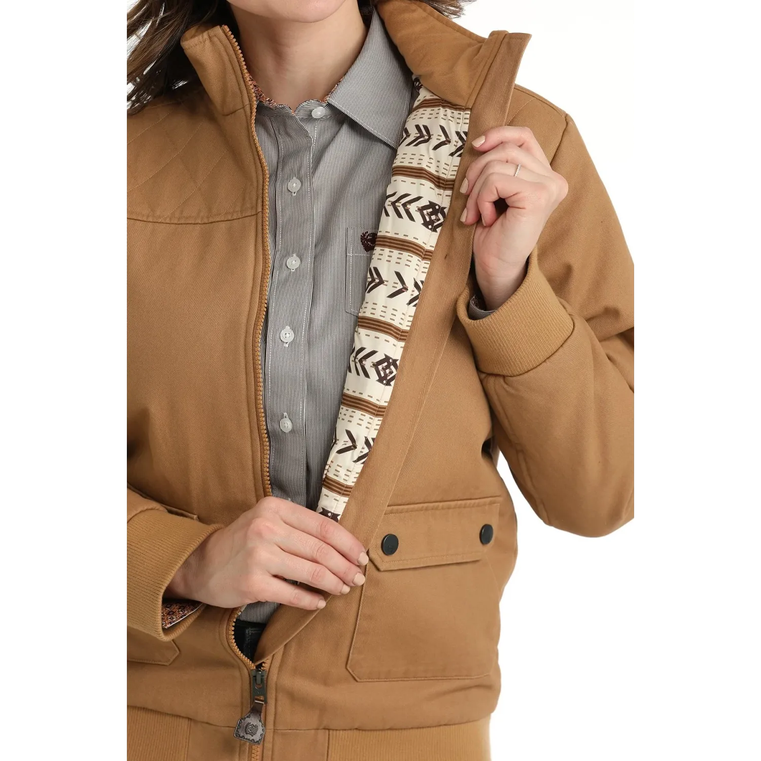 Cinch Women's Canvas Bomber Jacket - Brown