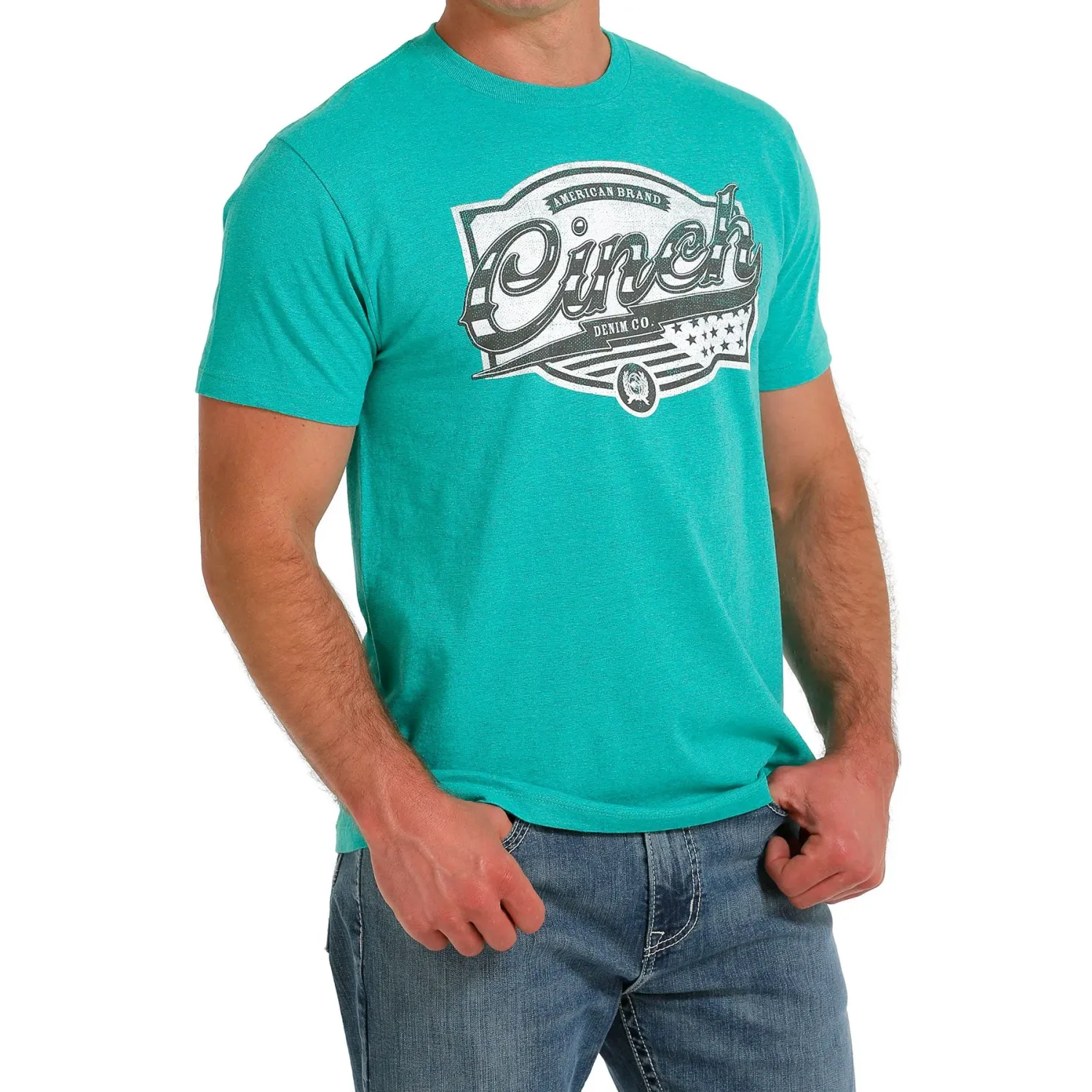Cinch Men's SS Tee Turquoise, Size: XS