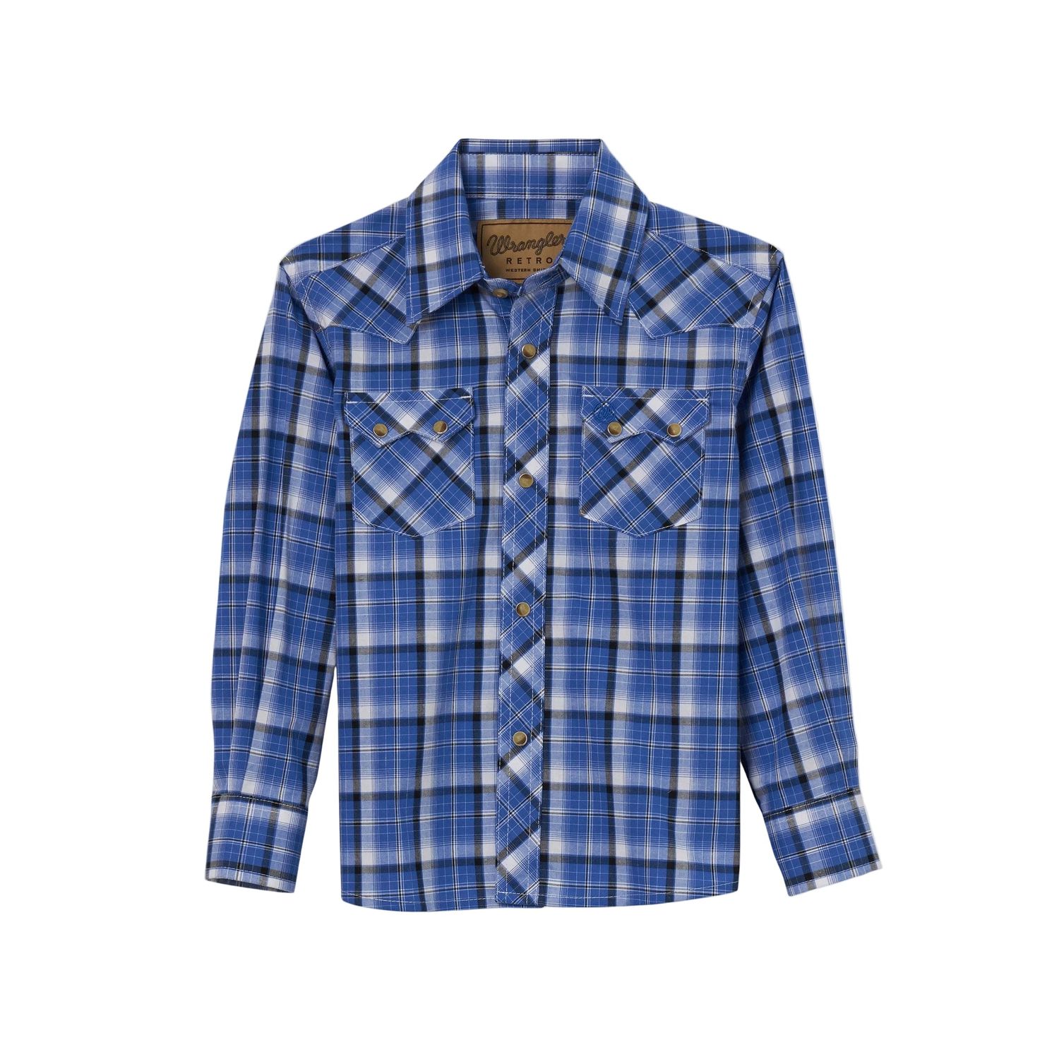 Wrangler Boy's Retro Core Long Sleeve Plaid Shirt - Blue