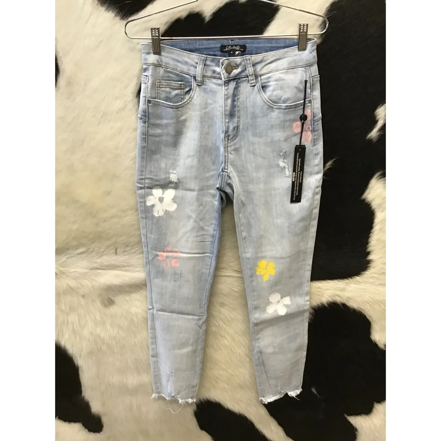 Charli B Painted Raw Edge Pants