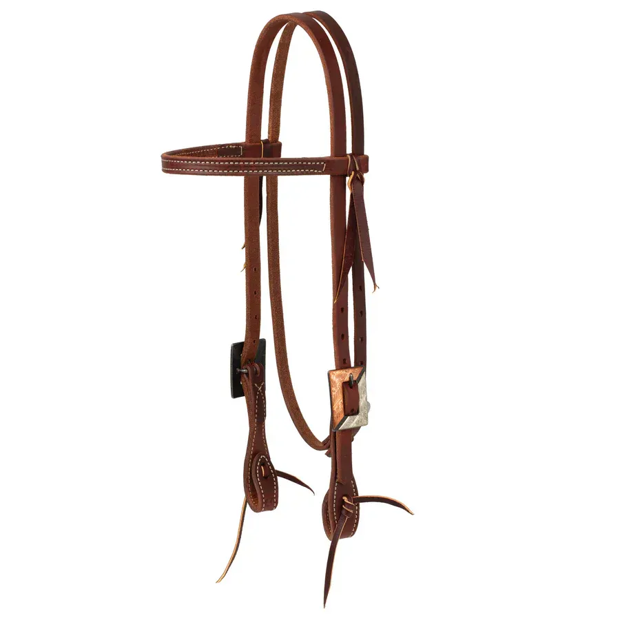 Weaver Headstall - Copper Silver Buckles, Colour: Browband, Size: R