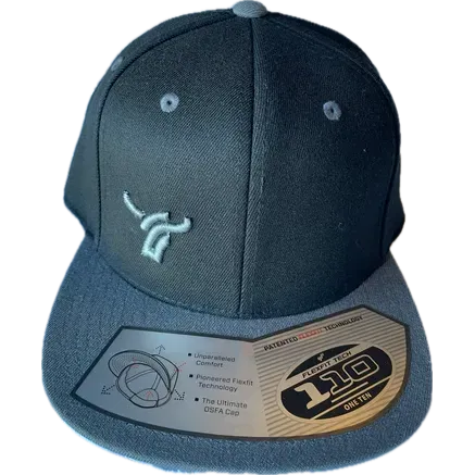 B8 Ranch Apparel 110 Flexfit Flat Brim Snapback with Small Logo Cap - Multiple Colours, Color: Black/Grey