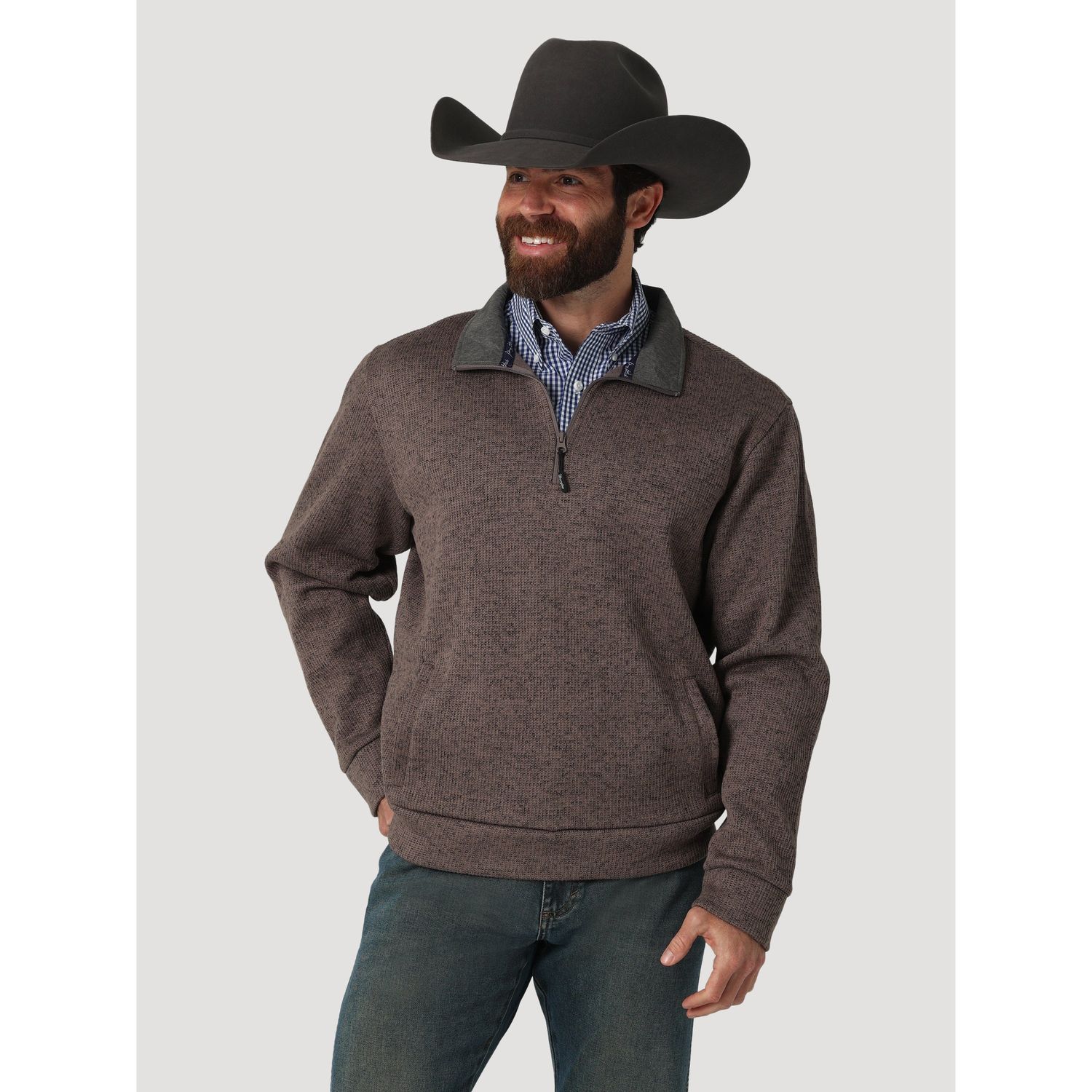 Wrangler Mens Western GS Knit Quarter Zip Pullover - 112317158