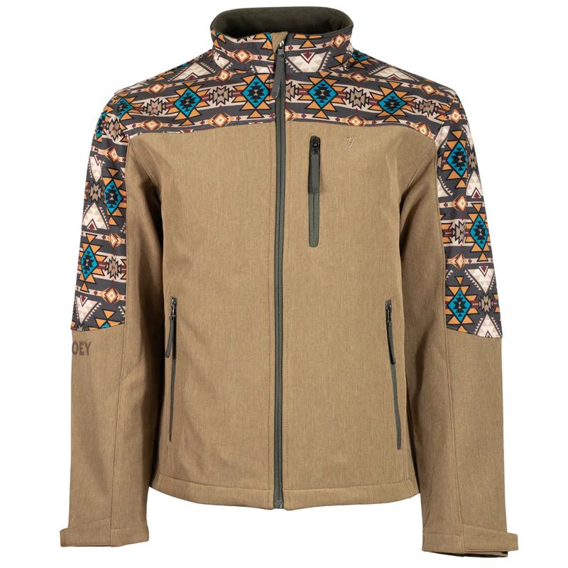Hooey Mens Softshell Jacket - Tan/Aztec