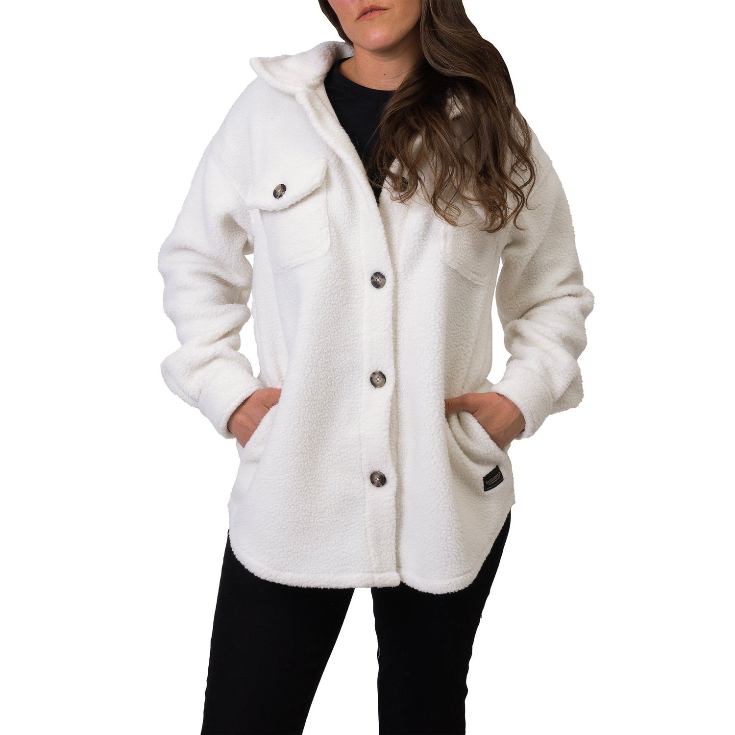 Silver Women's Sherpa Jacket - Off-White
