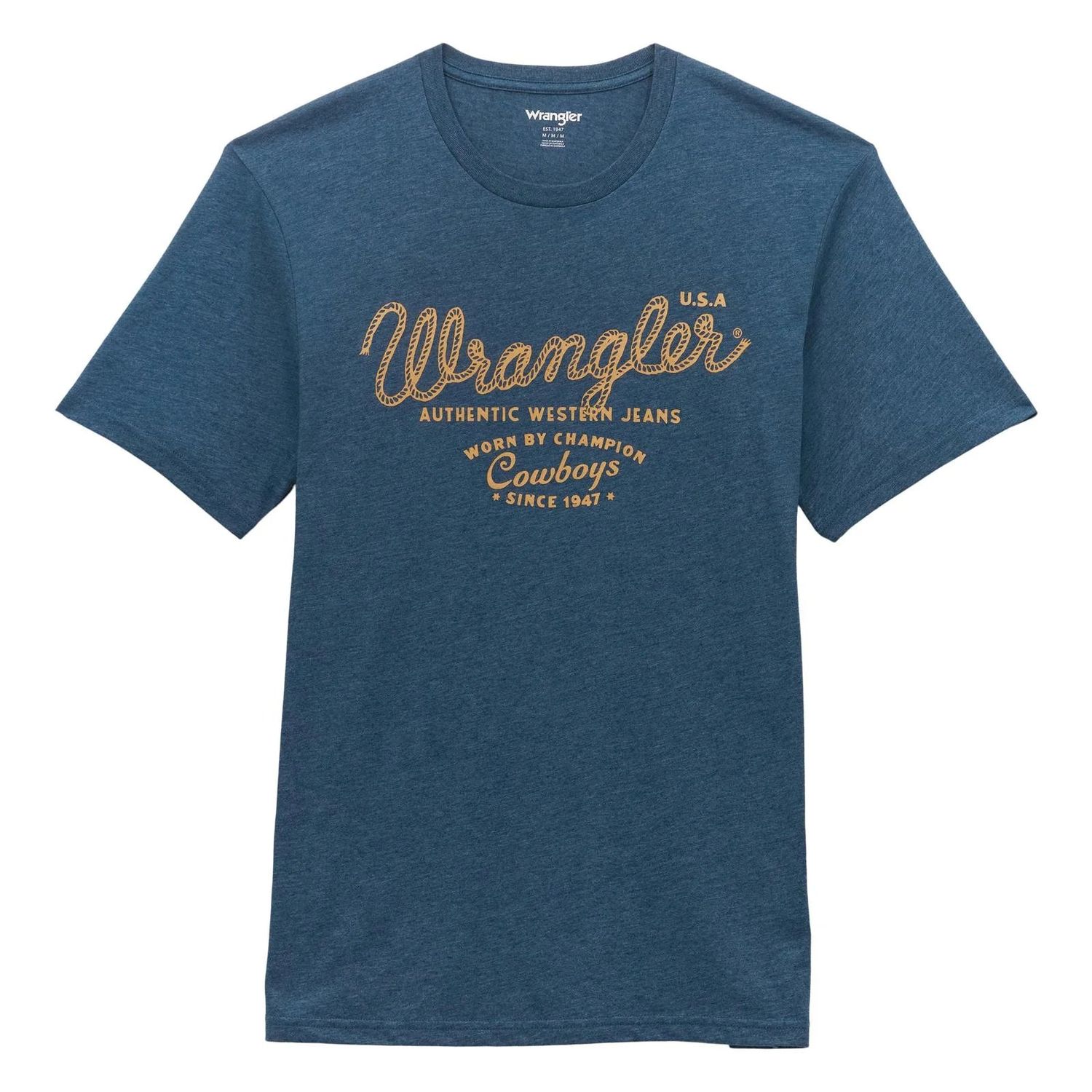 Wrangler Men's Short Sleeve Authentic Tee Shirt- Dark Denim Heather