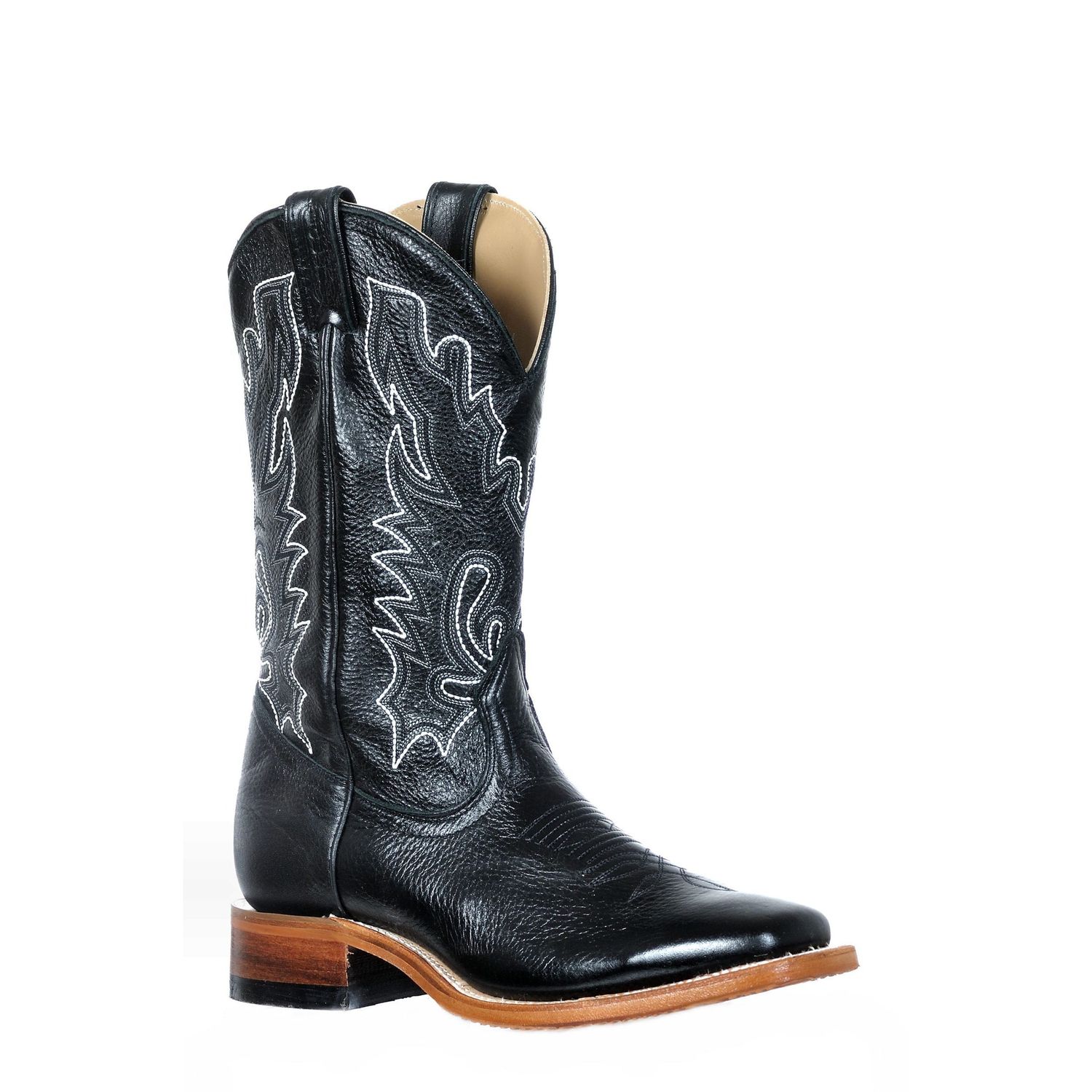 Boulet Women's Wide Square Toe Western Boots - Boulet Rider Sole Tan/Silky Black