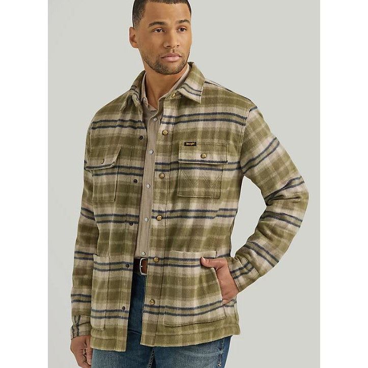 Wrangler Men's Long Sleeve Flannel Quilted Lined Shirt Jacket - Birch