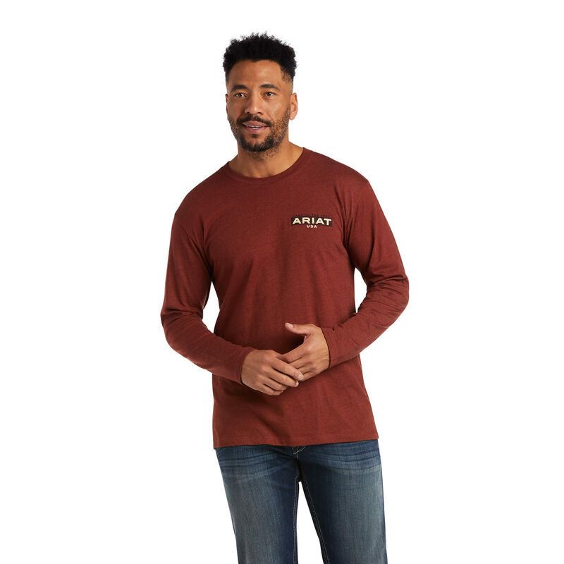 Ariat Mens Land LS T-shirt Rust Heather