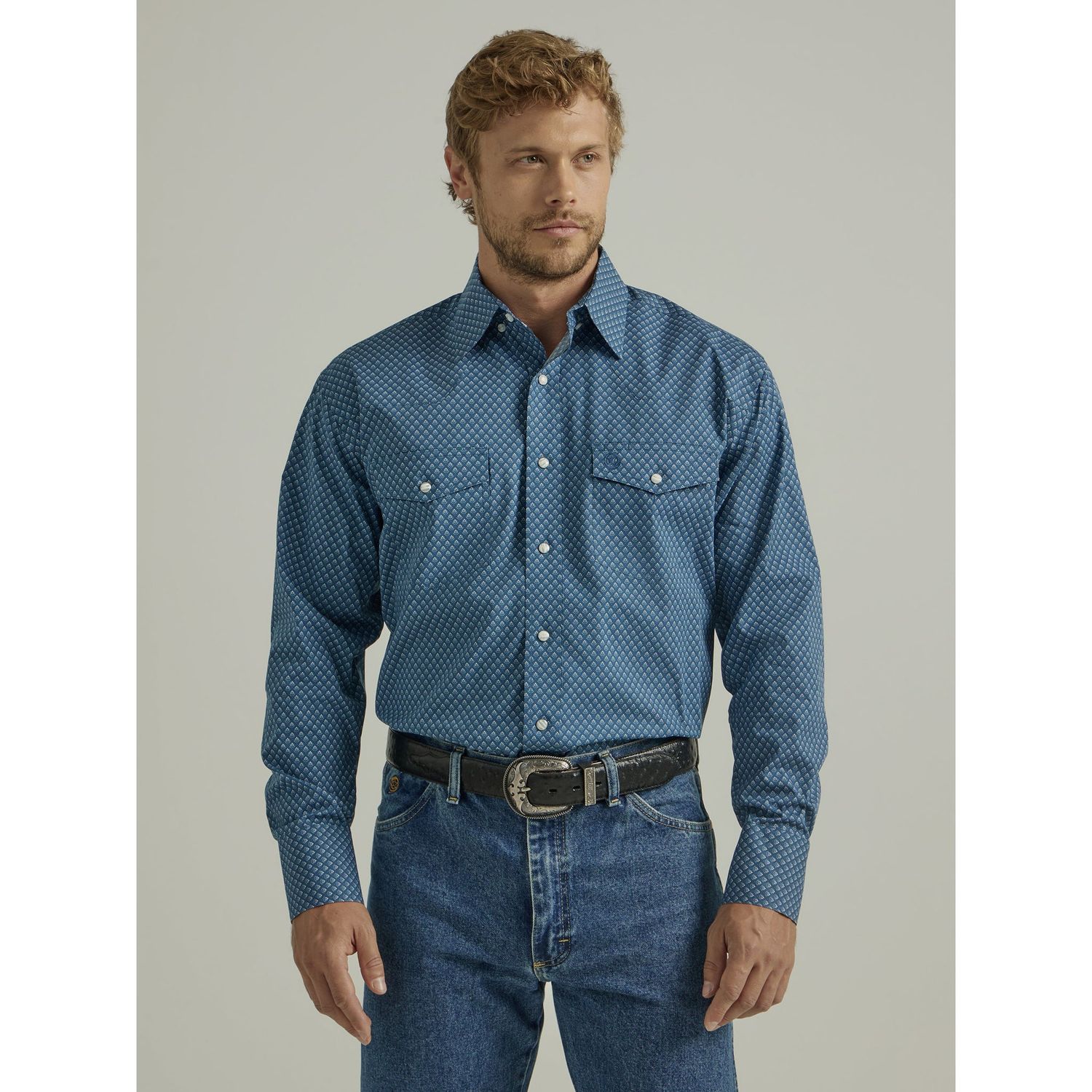 Wrangler Men's 20X Competition Advanced Comfort Long Sleeve Shirt - Blue