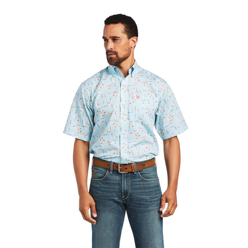 Ariat Mens WF Yariel Classic SS Shirt Crystal Blue