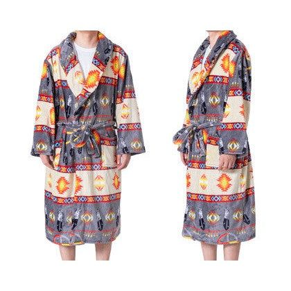 Western Varieties Robe w/Collar - Grey Medicine Wheel