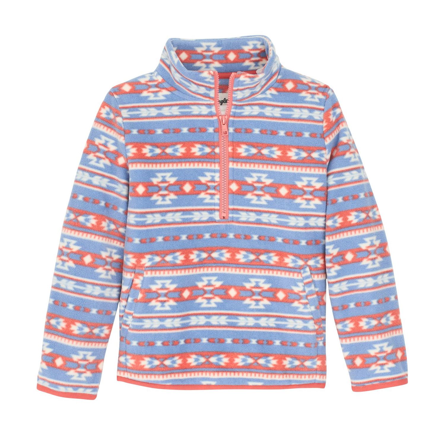 Wrangler Western Girl's Sherpa Zip Pullover- Blue