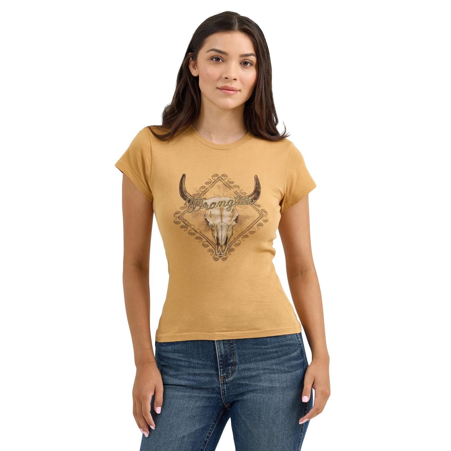 Wrangler Women's Shrunken Band Graphic Tee - Apple Cinnamon