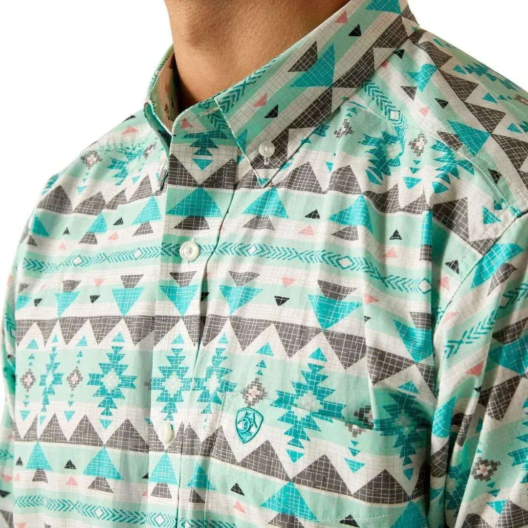 Ariat Men's Jacey Fitted Long Sleeve Shirt - Turquoise, Size: XS