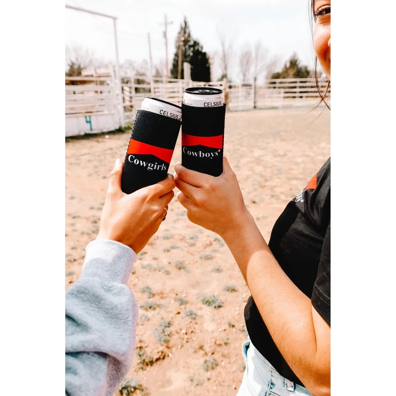 The Front Porch Label Coozies - Assorted, Colour: BLACK COWGIRLS/COWBOYS, Size: m-1