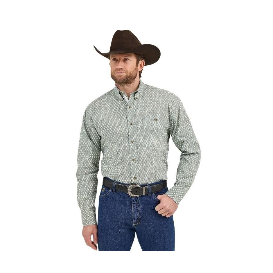 Wrangler Men's George Strait Long Sleeve Shirt - Grassy Diamonds