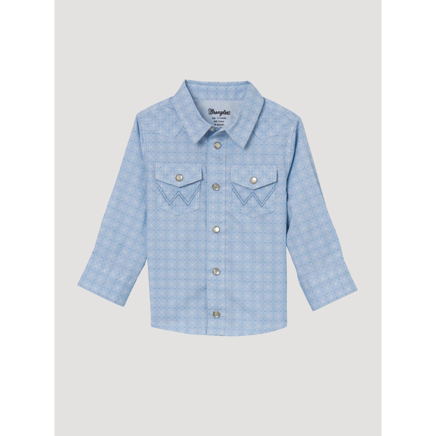 Wrangler Baby Boy's Geometric Long Sleeve Shirt - Light Blue