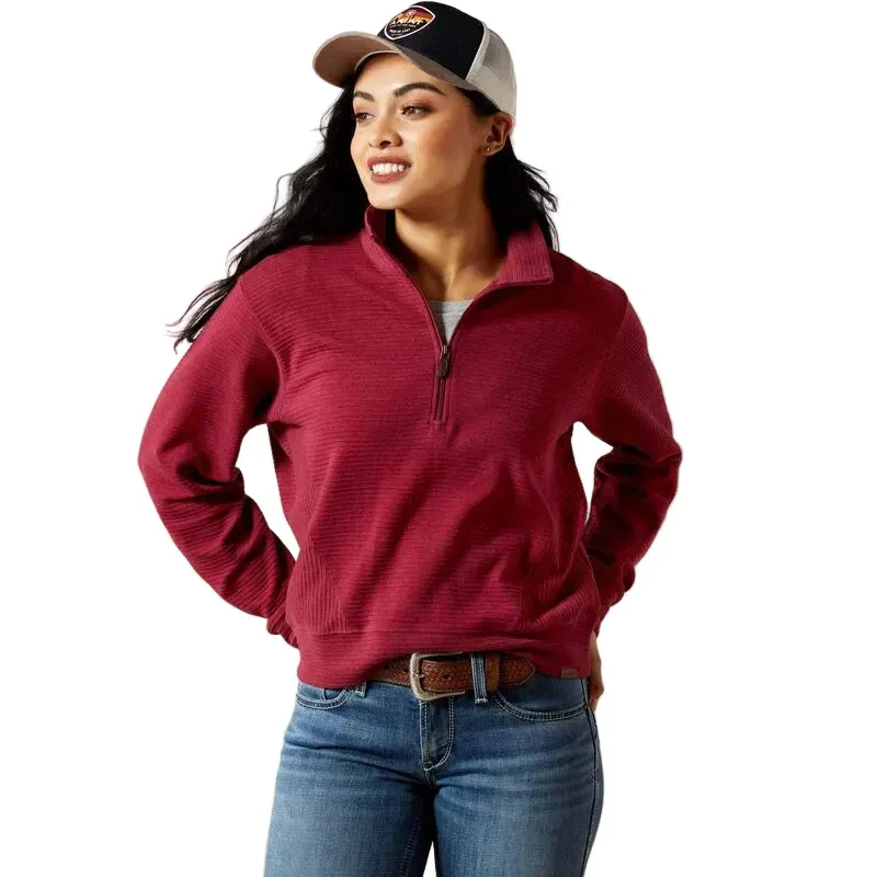 Ariat Women's High Noon 1/2 Zip Pullover - Multiple Colours, Color: Beaujolais, Size: XS