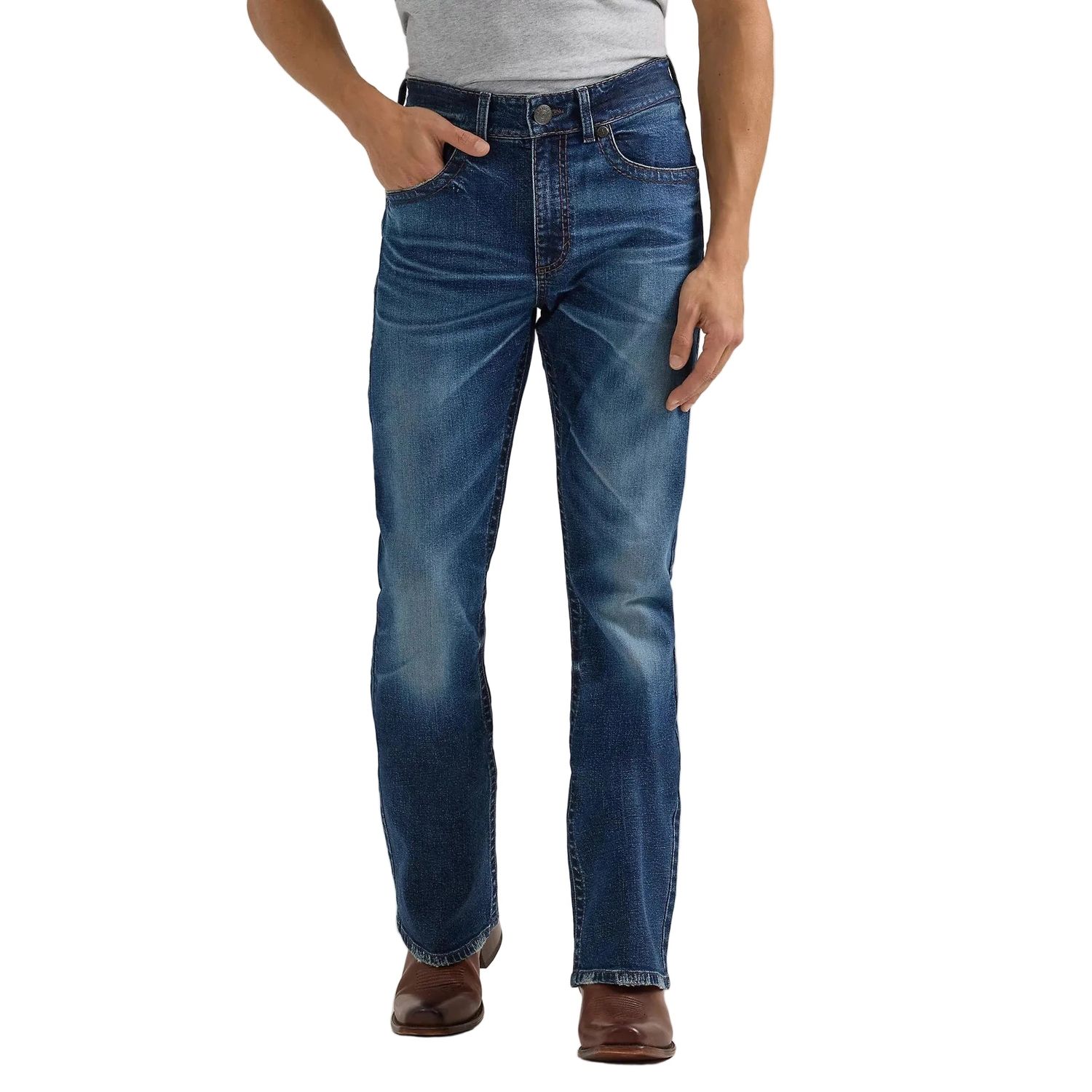 Wrangler Men's Western Rock 47 Slim Boot Jean - Medium Wash