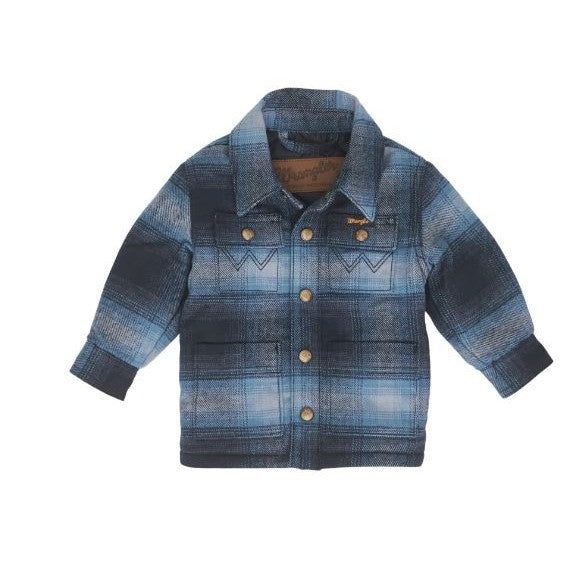 Wrangler Baby Boy Long Sleeve Flannel Lined Shirt Jacket- Mid state